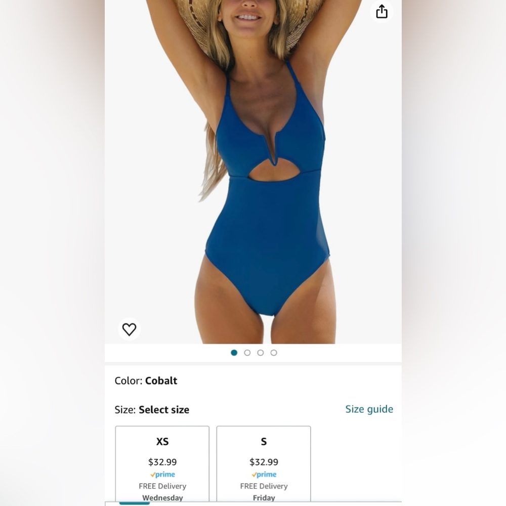 NWT CUPSHE Women Swimsuit One Piece Deep V Wire Neck Cutout Flattering